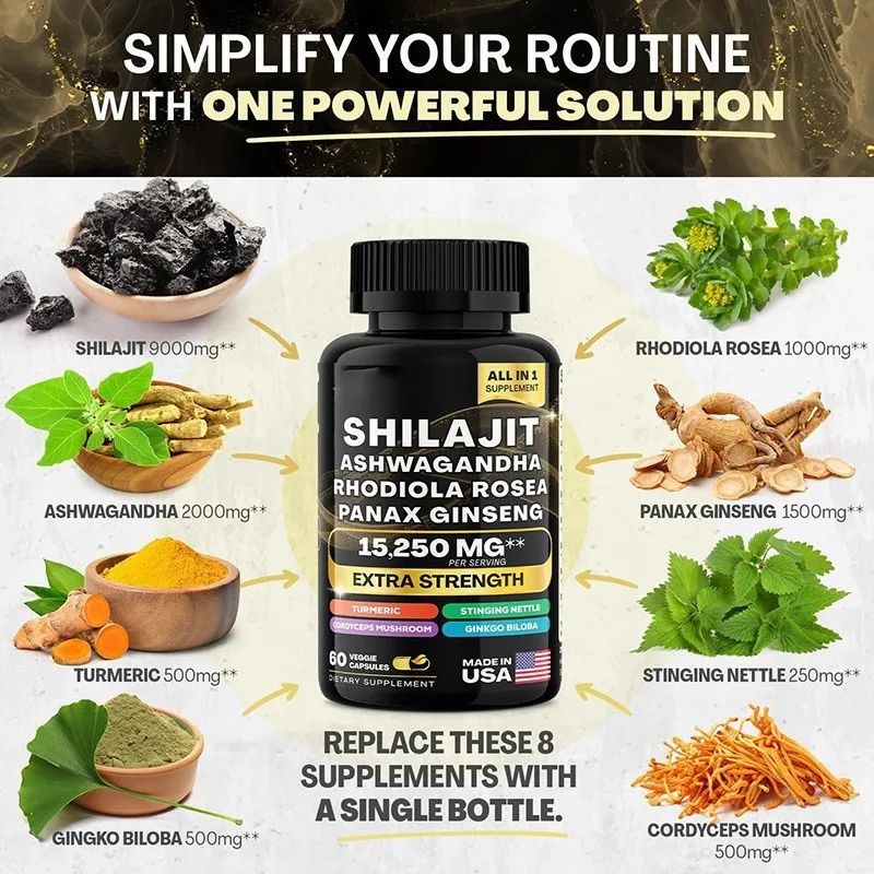 Лидер продаж производитель OEM морской мох + капсулы Shilajit комбинированная упаковка для мужчин и женщин поддержка на заказ