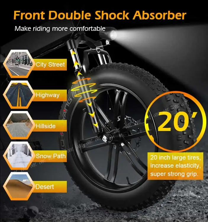 Eu Warehouse 500w 20 Inch Fat Tire Folding Electric Bike Foldable Ebike Electric Bicycle Bicicleta Eletrica Bicicletta/Elettrica