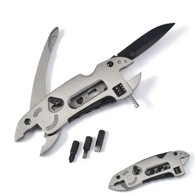 8 1 Stainless Steel Multi-Function Outdoor Survival Gadget Accessories Key Chain Wrench Multi Tool Aluminum Handle Metric
