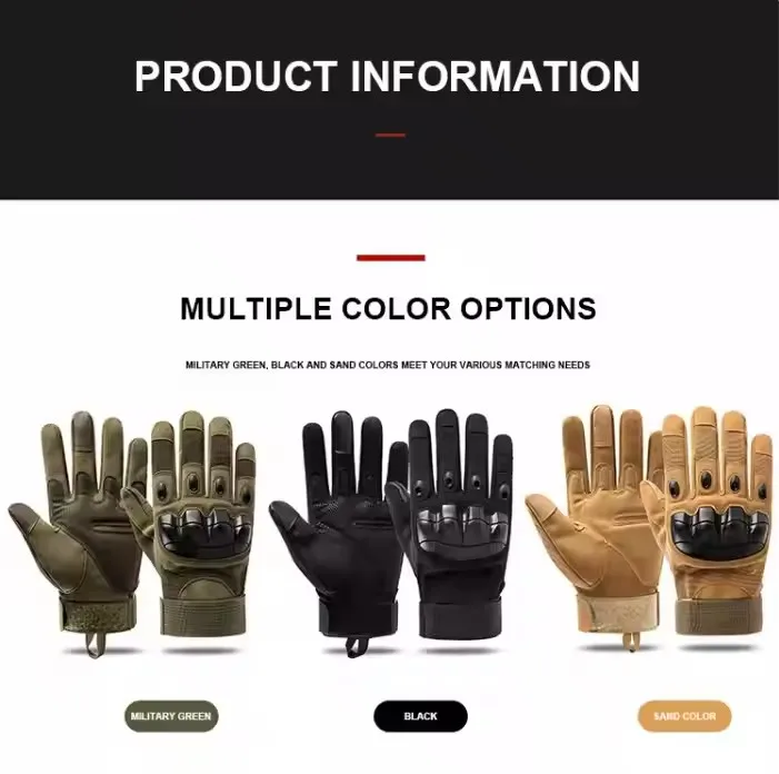 Green Tan Breathable Full-Finger Tactical Gloves Training Defense Cycling Gloves Touch Screen Adjustable Sports Protective