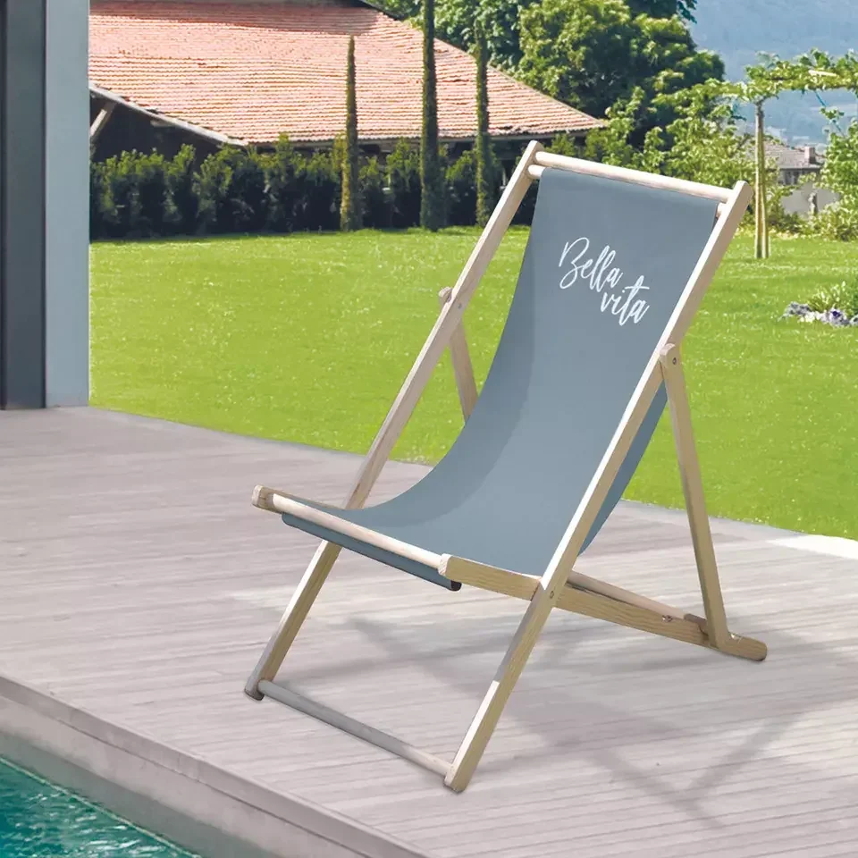 Customize Adjustable Deckchair Outdoor Garden Foldable Beach Chair Wooden Outdoor Deck Chair Wood Folding Wooden Deck Chair