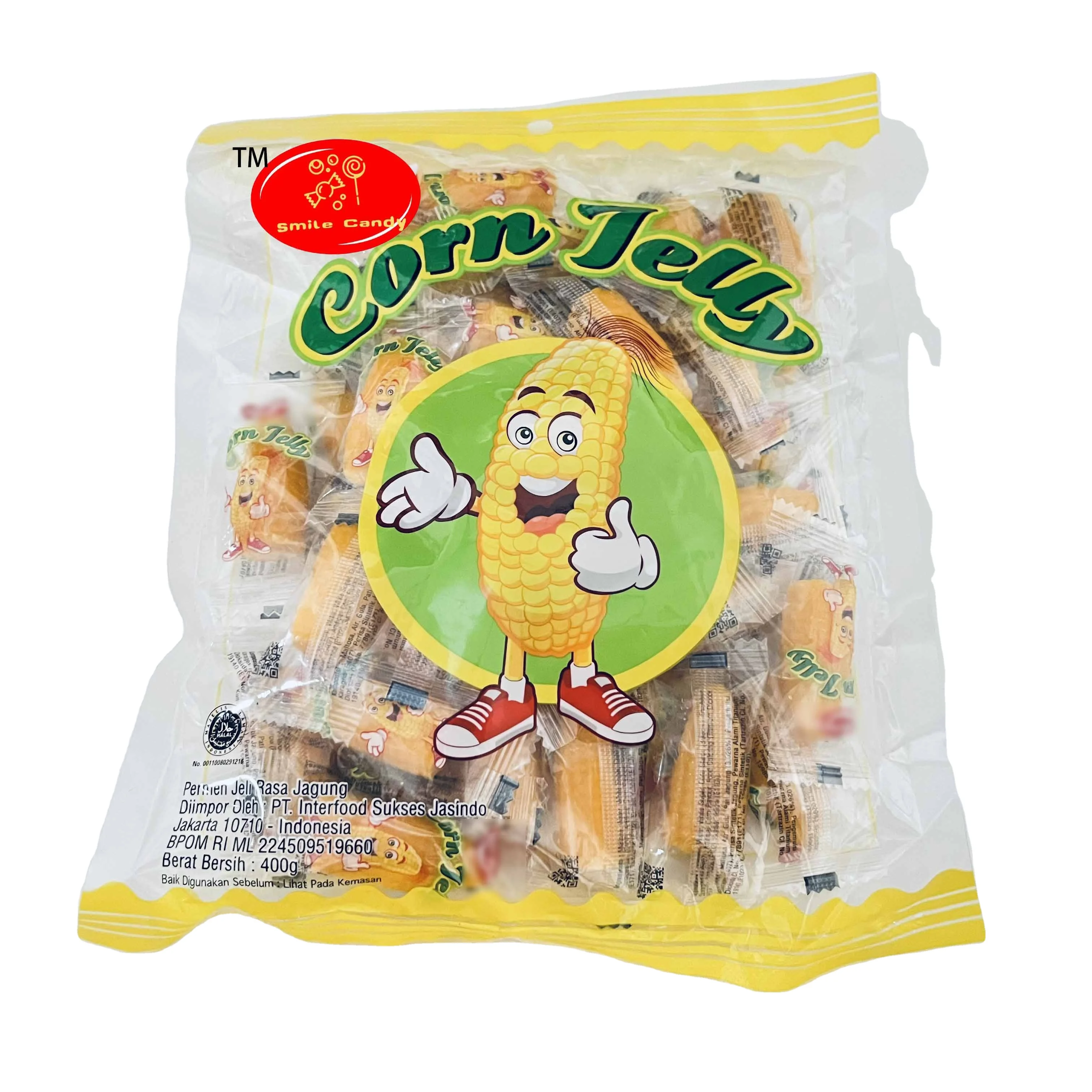 Hot selling Wholesale Halal Gold Sweet Corn Flavour Good Quality Corn Shape Soft Candy Gummy Candy Jelly Corn