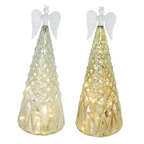 LED Light up 35cm Hand Blown Glass Christmas Angel Figurine Warm White 20L Lamp Home Decor Wholesale Glass Angel Decorations