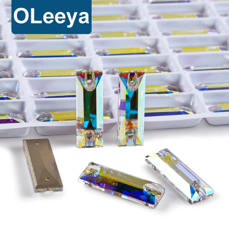OLeeya K9 Quality Baguette Loose Beads Sewing On AB Crystal Rhinestones Lead-Free Glass Flat back Stones For Sewing Accessories