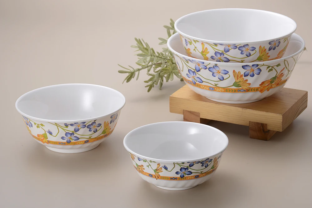 Restaurant Salad Soup Ramen Serving Dinner Noodle Bowl Set Custom Chinese Print Melamine Bowl