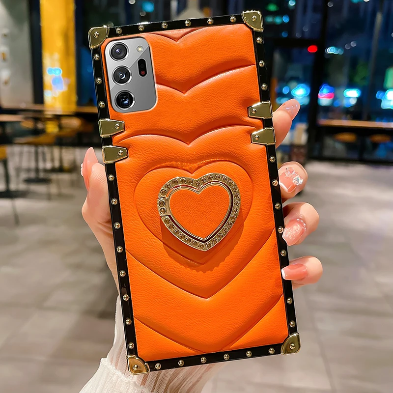 Unique Luxury love heart Cell Back Cover fundas Phone Case For Samsung Note 20 Ultra S23 S22 S21 S20 FE S10 S9 Plus