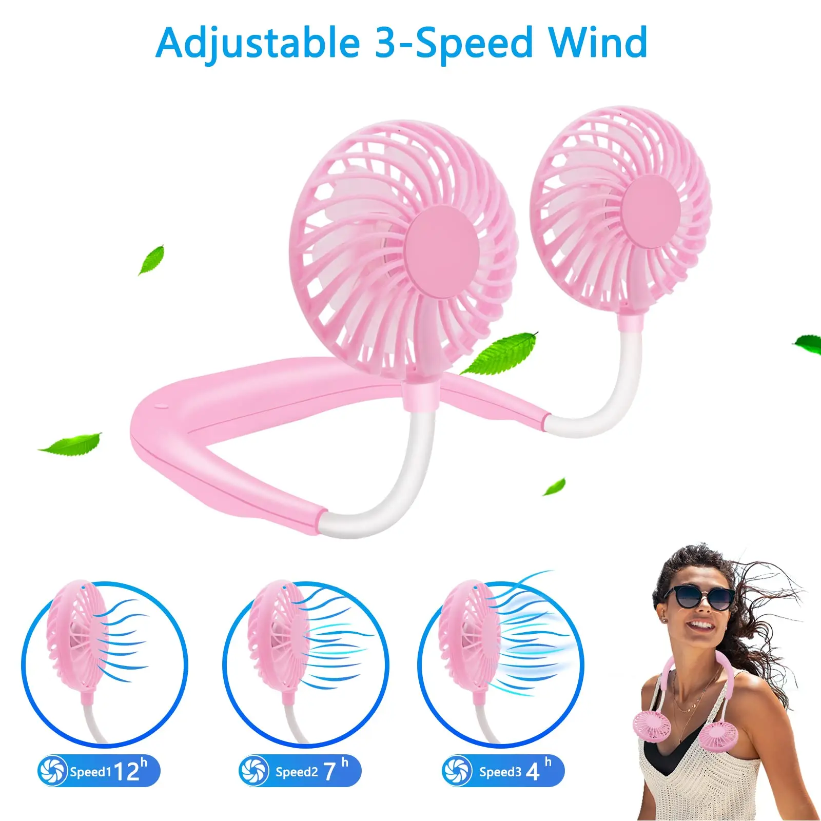 Dropshipping Usb Rechargeable Lazy Sports Portable Wearable Neck Fans Mini Fan
