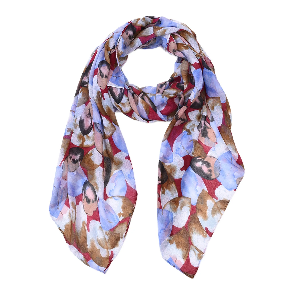 
Manufacture Elegant Lightweight Sheer Watercolor Pedal Printed Chiffon Shawl Scarf Women Instant Chiffon Hijab Custom Neck Scarf 