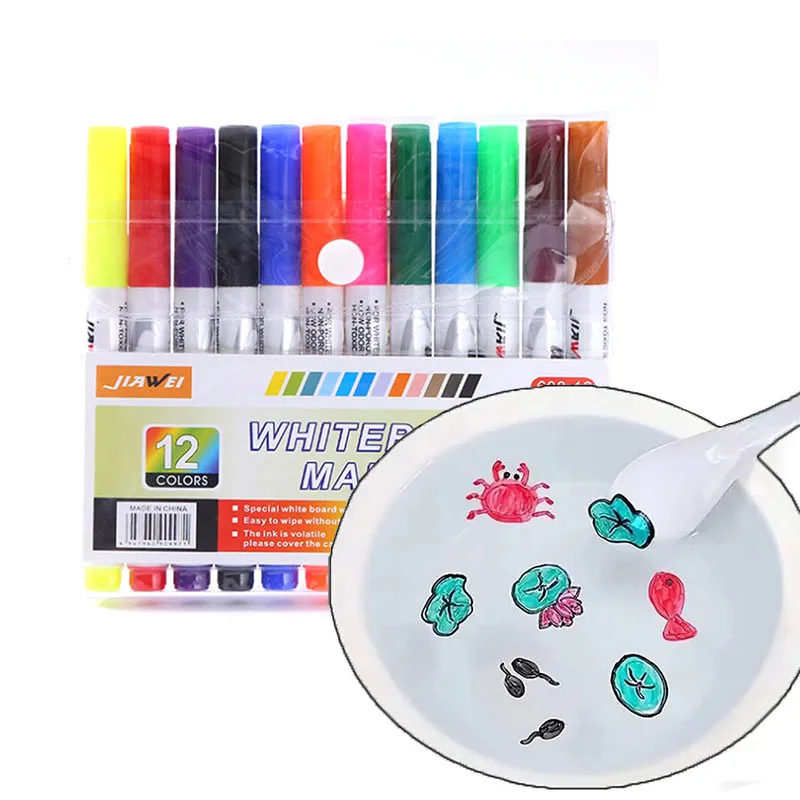 Bview Art 8 12 Colors Magical Water Painting Whiteboard Pen Water Floating Painting Color Magic Marker For Kids