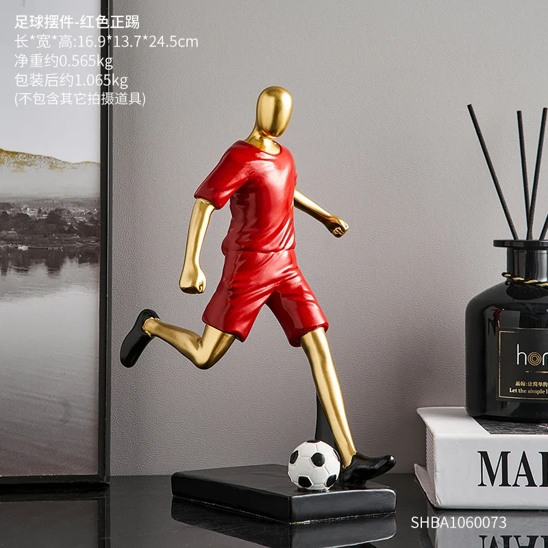 Modern Home Decoration Resin Figure Sculpture Crafts Football Player Ornaments