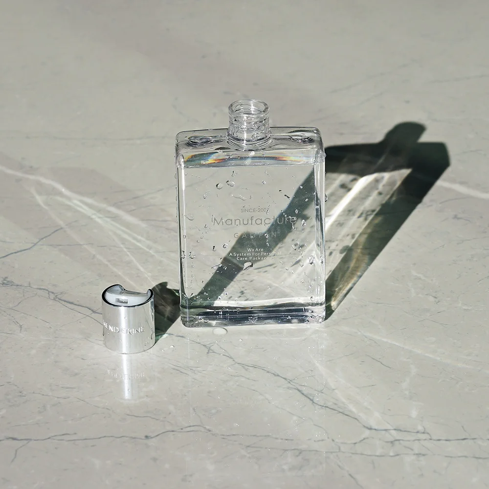 250ml Plastic Shampoo Bottles Sliver Disc Caps Body Shower gel Oil PETG Refillable Transparent Bottles