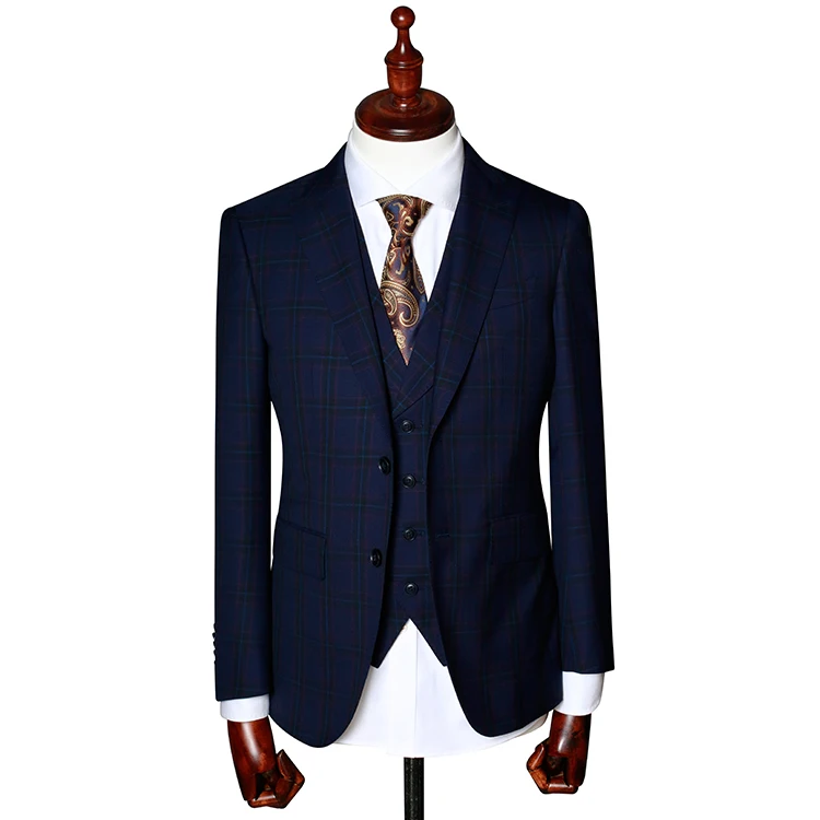 Mens suit 3 piece special check fabric formal suits blazer vest pant jacket clothing tailored made to measure