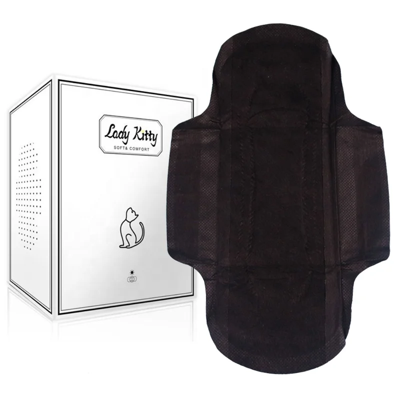 Legend Femine OEM Serviette Hygienique Eco Friendly Ultrex Black Charcoal Bamboo Menstruel Sanitary Pads