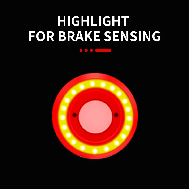  New Intelligent Brake Sensor Bicycle Taillight 6 Modes Type-C Rechargeable Waterproof Smart Flash LED Bike Rear