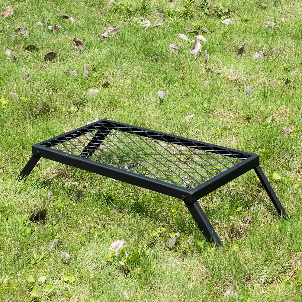 Folding Campfire Grill with Legs Carrying Bag Grate Barbeque Grill, Heavy Duty Portable Camping Grill for Fireplaces