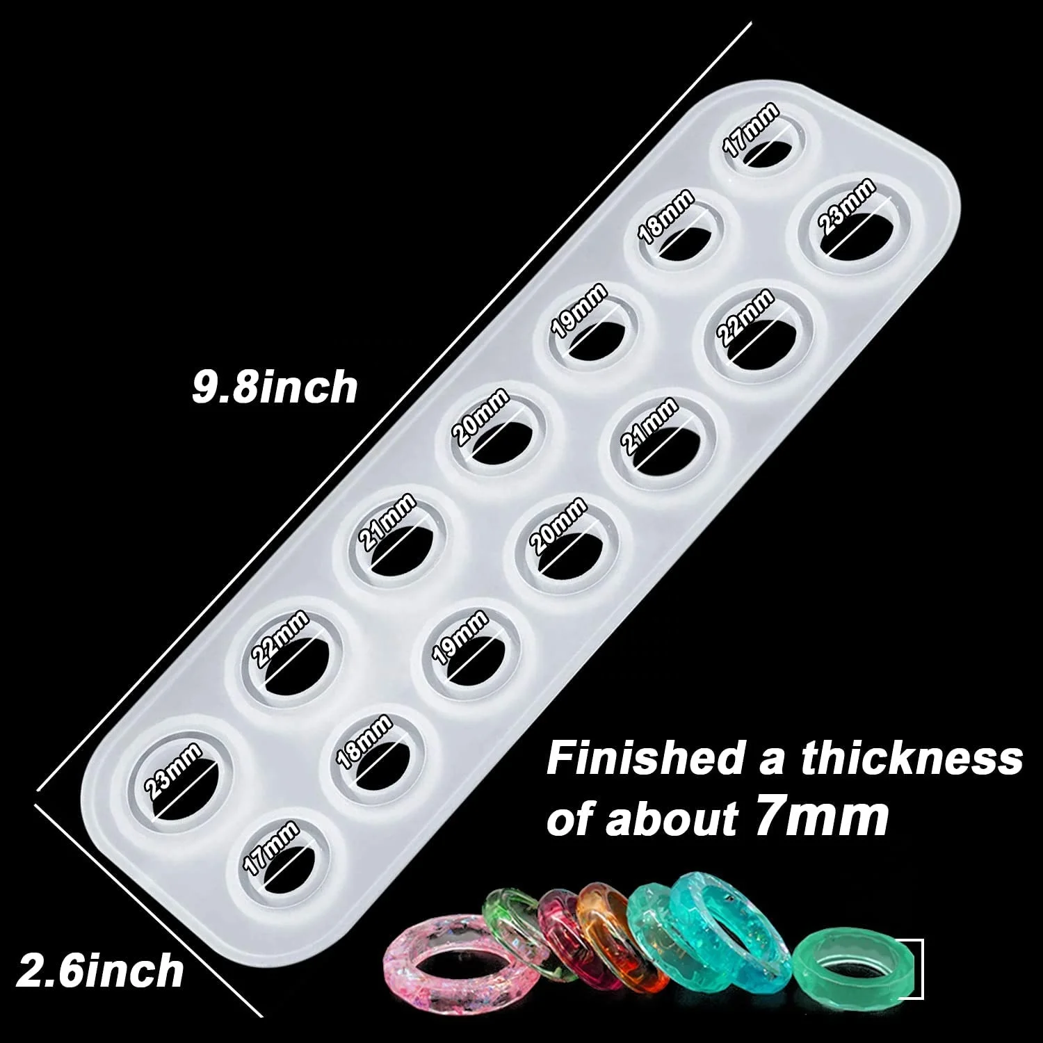 Premium Resin Ring Mold, Silicone Molds for Epoxy Resin with 14 Different Sizes, for Making Rings, Earrings, Pendants, Crafts