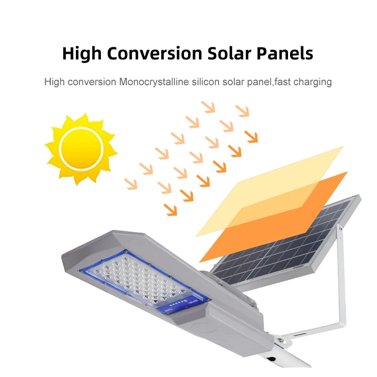 2024 New Arrival Ip65 Outdoor Split Solar Panels Die-cast Aluminum 100w 200w 300w Led Solar Street Light