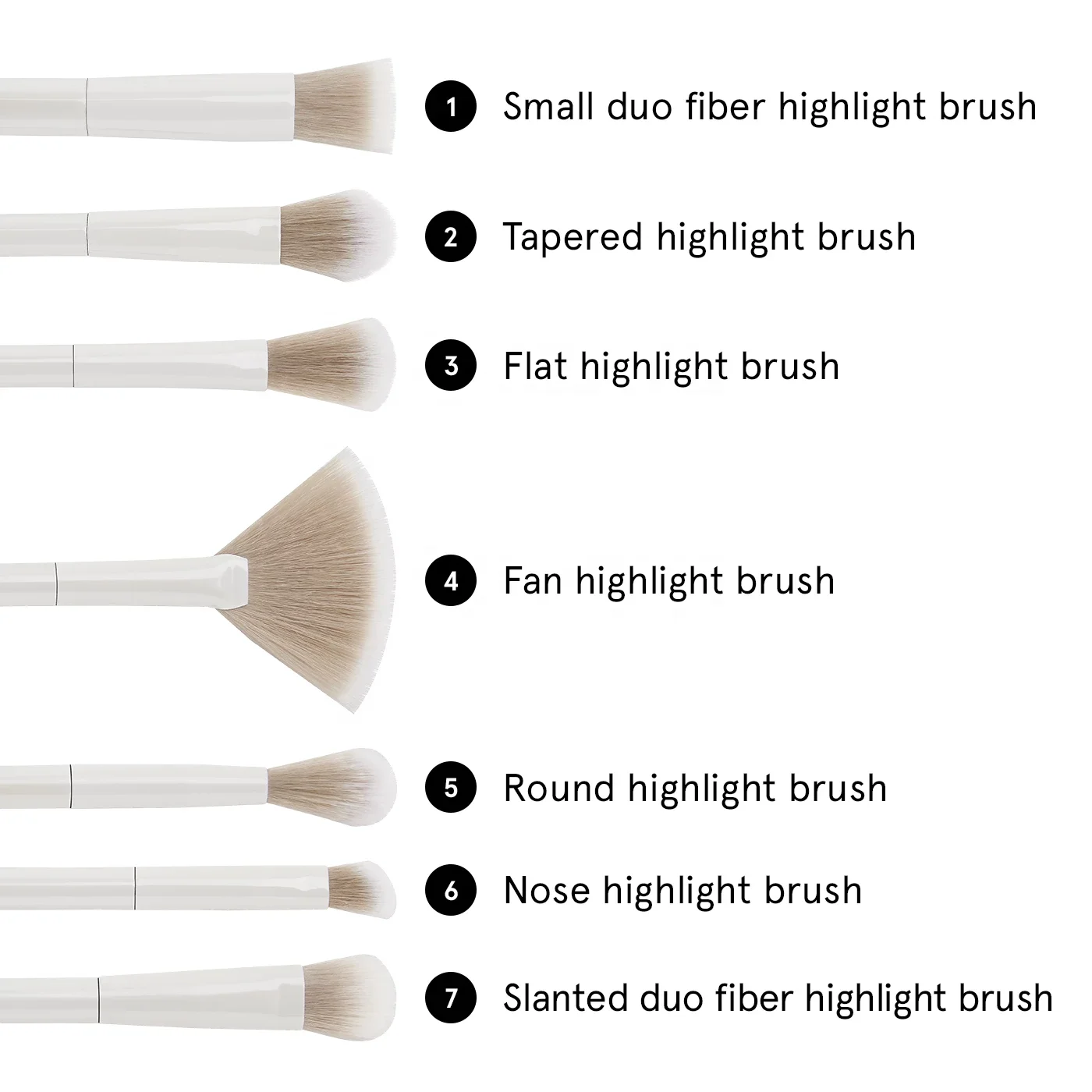 
White Elegant Highlighter Makeup Brush Makeup Brushes Set Highlighter Brush 