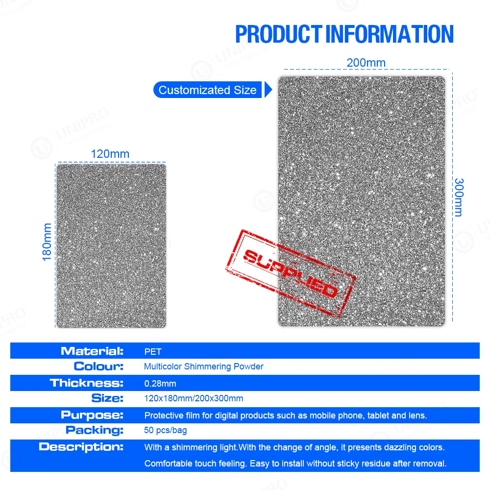 3D Shimmering Diamond Skin Sticker Anti Scratch Film Customized Back Skin Sticker For iPhone 14 Pro