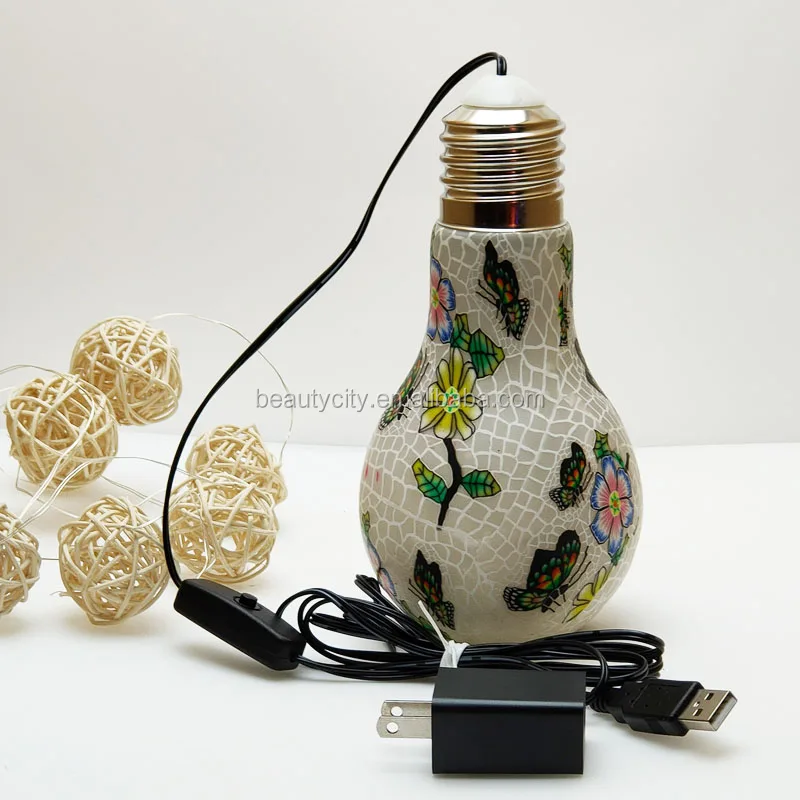 
USB Power The newest Hanging Glass beverage bottle lamp with LED light Polymer clay filament light 