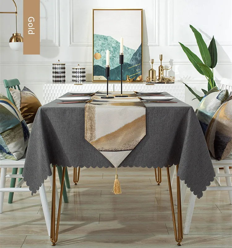 Luxury European Style Table Runner Decorations Jacquard Geometric Dining Table Runners