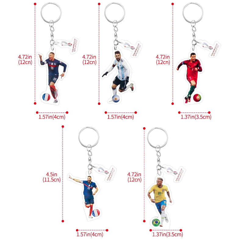world cup keychain new top selling qatar 2022 world cup football star messi Ronaldo pendant acrylic keychain wholesale
