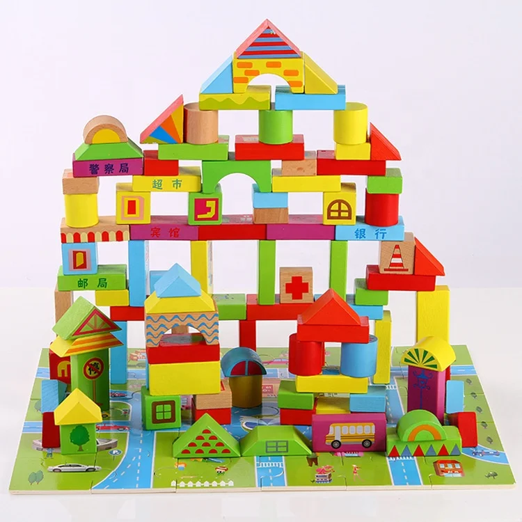 Onshine 130 Pieces Building Blocks for Children Bricks Toy Blocks City Urban Traffic Building Blocks Toy Style Wooden New 50 3kg