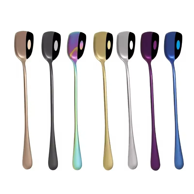 Dishwasher-Safe Long Spoons for Cocktails and Desserts Polished Shovel Stirring Spoon Stainless Steel Ice Cream Spoon