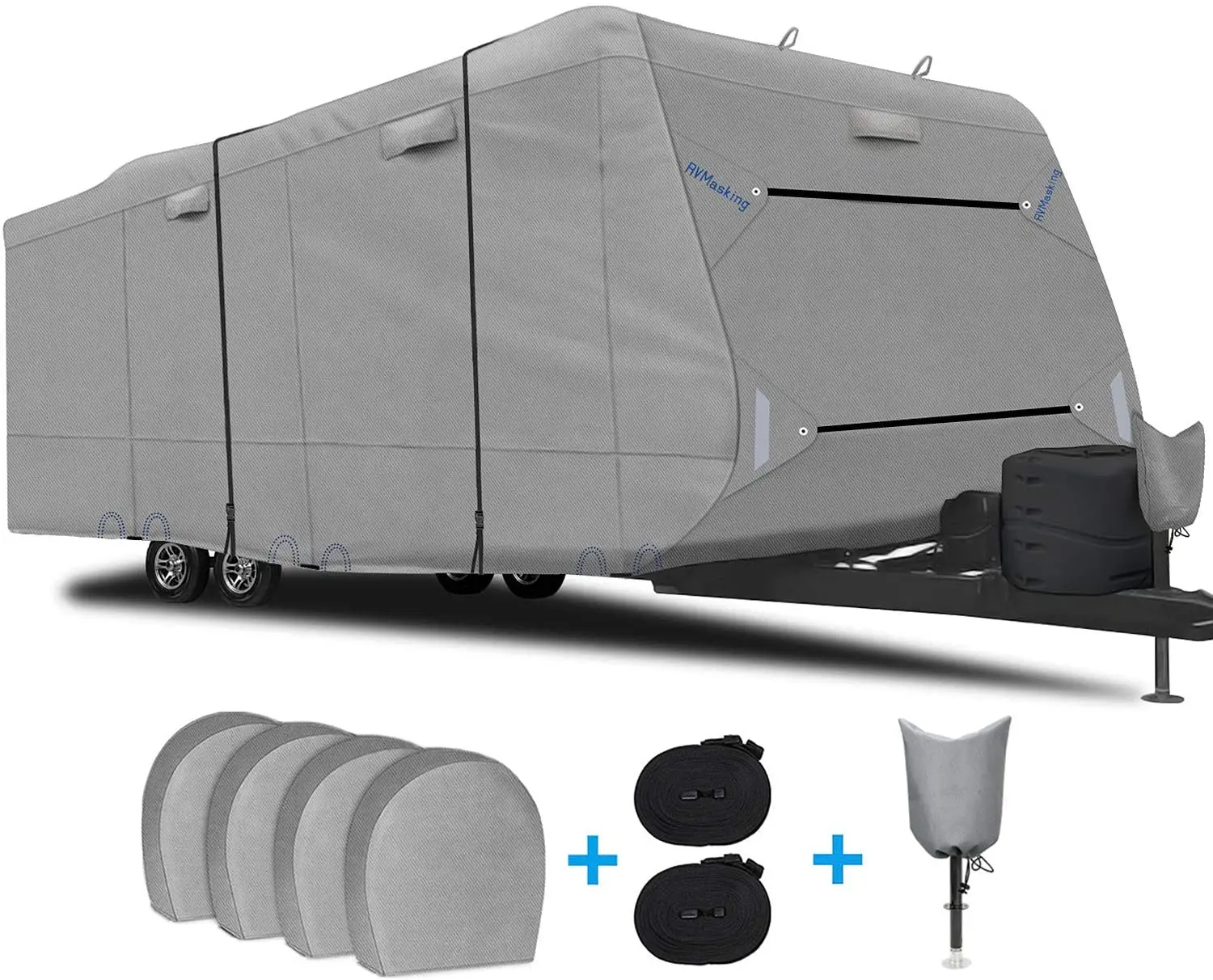 Fits 35 ft - 38 ft,Grey 3 Layers Travel Trailer Cover Anti-UV Waterproof Camping RV Cover motorhome cover waterproof