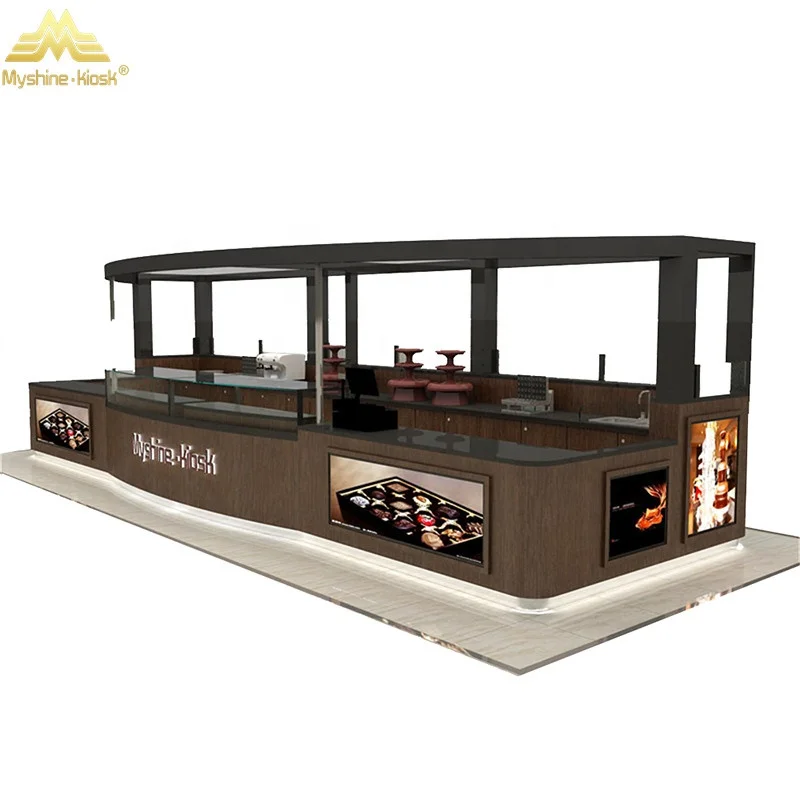 Shopping Mall Customized Coffee Counter Design  Fast Food Kiosk Bubble Tea Kiosk