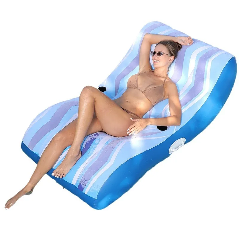OEM Wholesale Outdoor pool PVC Inflatable Water Double Floating Bed Recliner Beach Water Bed Mesh Floating Bed