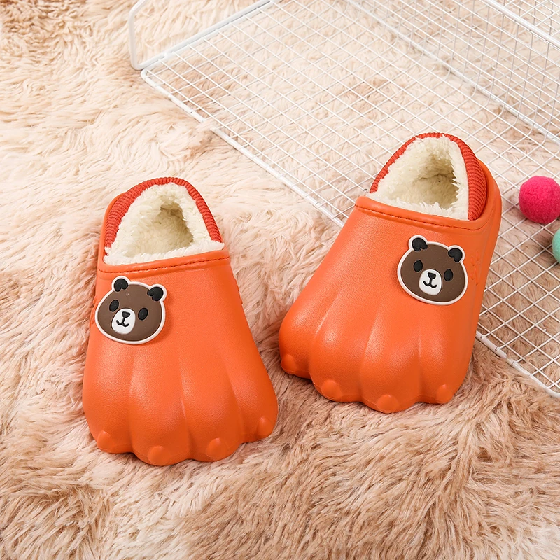 Cute Kids Furry Slippers Winter Fur Slipper Flat Warm Wool Cotton Shoes Soft Plush Fleece Slides Casual Shoes Girls Boys