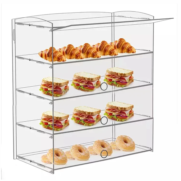 Custom Bread Shop Counter Top Acrylic Box Cake Pastry Display Case Bakery Display Cabinet
