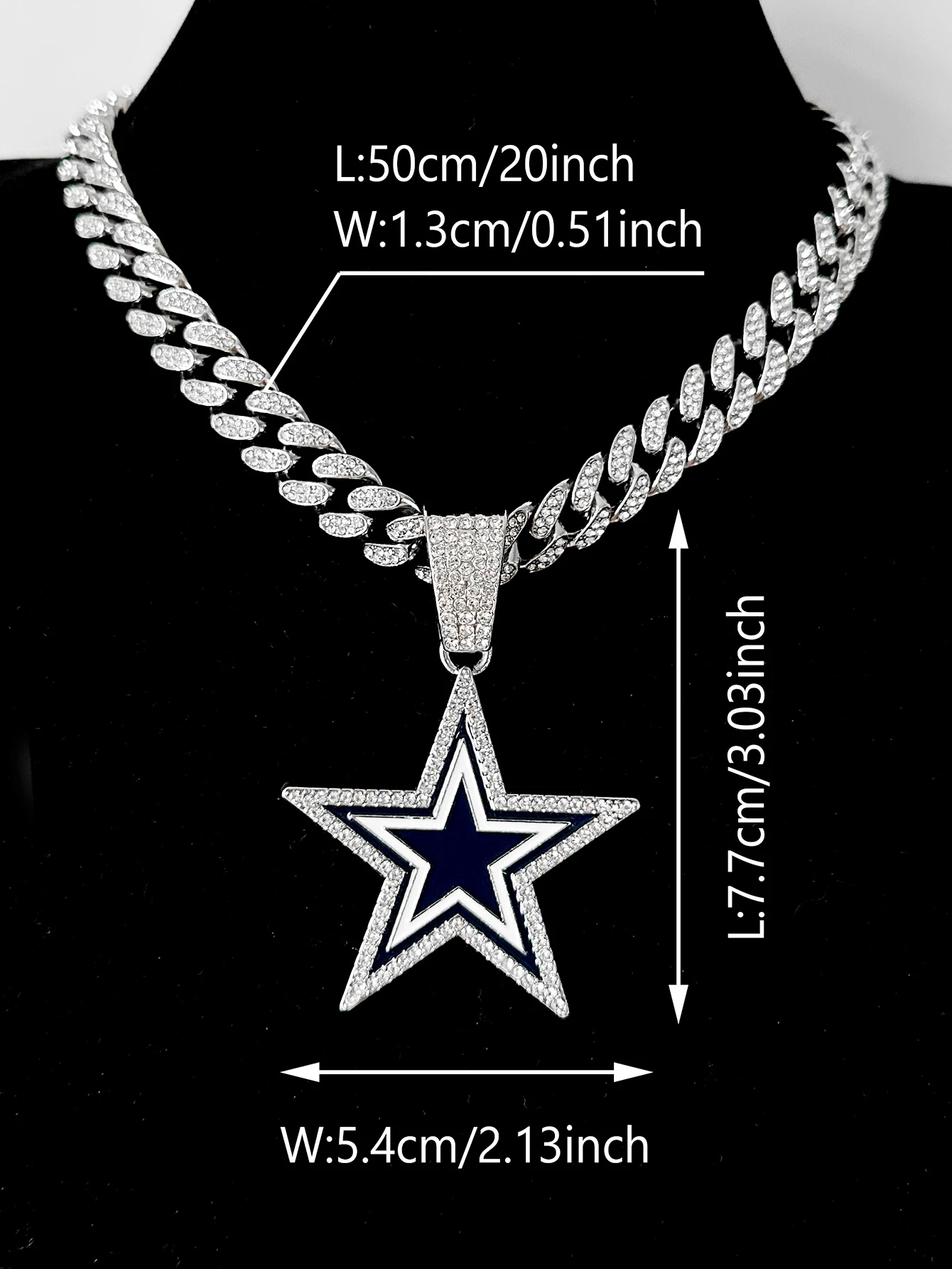 Hip Hop Sparkling Pentagram Pendant Necklace Personality Upscale for Daily Party Music Festival Wear Cool Jewelry
