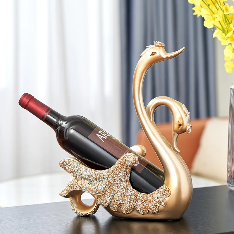 Light luxury Swan wine red rack decoration home practical TV cabinet opening housewarming gift