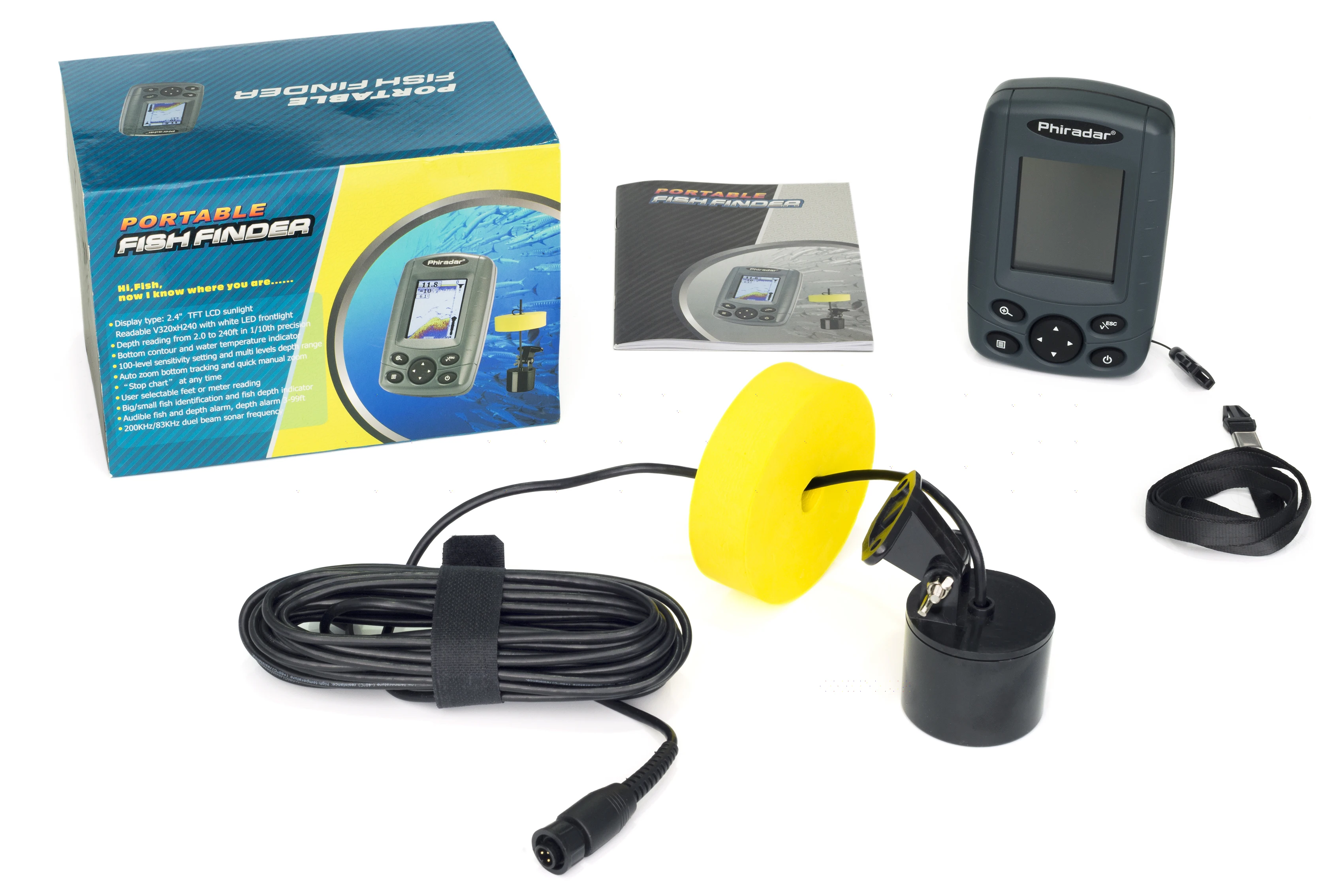 Phiradar marine Fish Finder Wireless Fishfinder Fishing Sonar 73M/240Feet Depth Sounder Echosonda Echolot Echo Sondeur Deeper