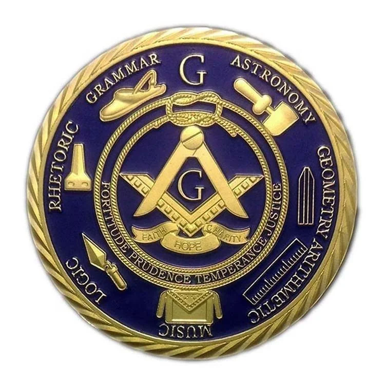 Manufacture Custom Make 3D Souvenir Challenge freemason masonic symbols Award Medal Metal Coins