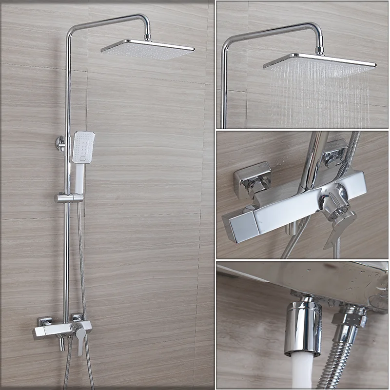 New single handle white hot and cold rain shower mixer faucet with hand shower
