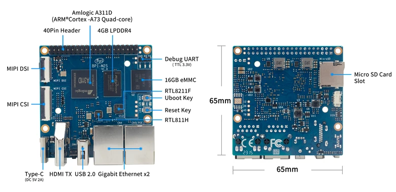 Single board computer development board Banana Pi BPI M2S open platform device with 16GB eMMC flash