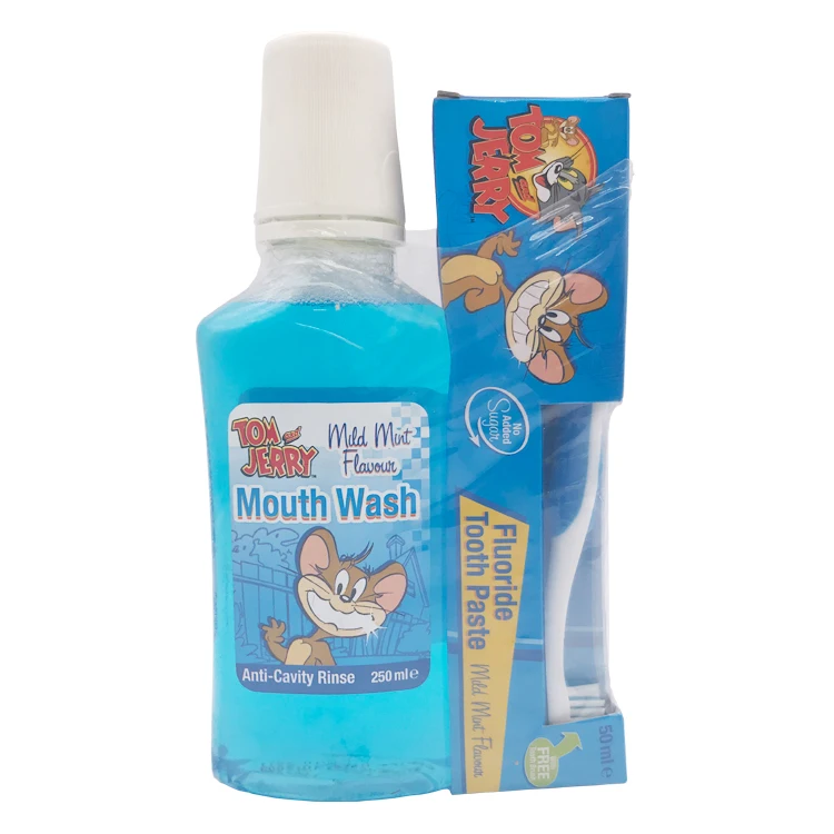 
Fluoride Tooth Paste Anti-cavity Rinse Kids Cleaning Mouth Wash Set with Toothbrush 