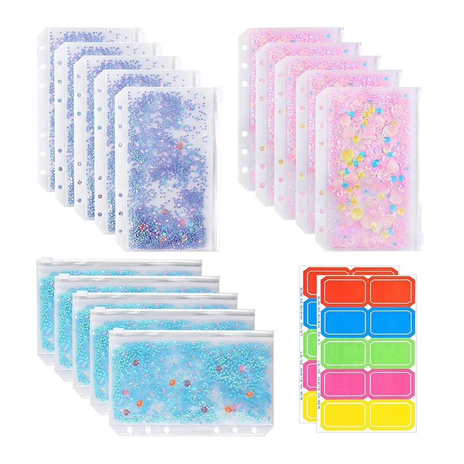 custom Binder Cash Envelopes PVC Budget zipper  Envelopes for 6 Ring Refillable Binder Notebook Planner