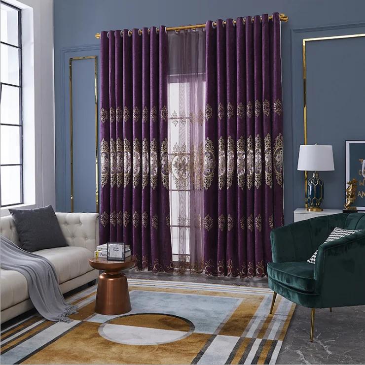 hot sale luxury european style window curtain  ready made finished curtains for living rooms