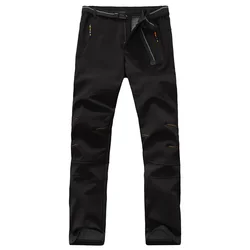 Уличные спортивные брюки-карго Softshell, зимние водонепроницаемые ветрозащитные брюки, мужские теплые Стрейчевые прочные брюки