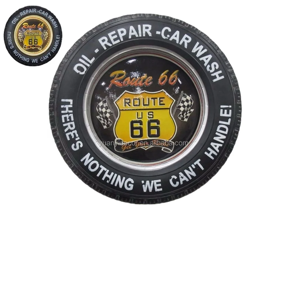 Retro metal tyre wall embossed motor plaque crafts with LED light for wall decor