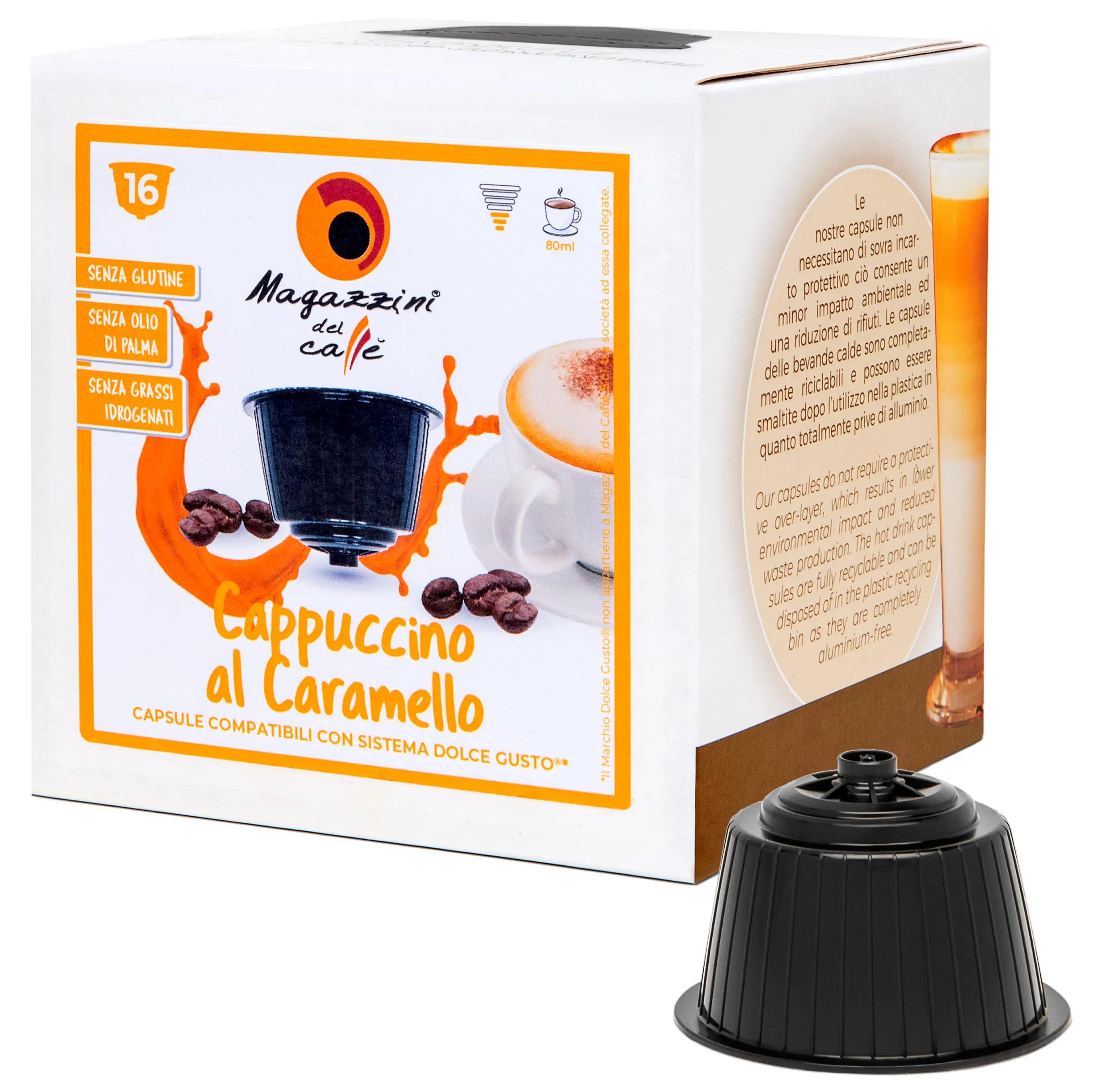 
Italian Cappuccino al Caramello Dolce Gusto* compatible coffee capsules- 16 cps box 