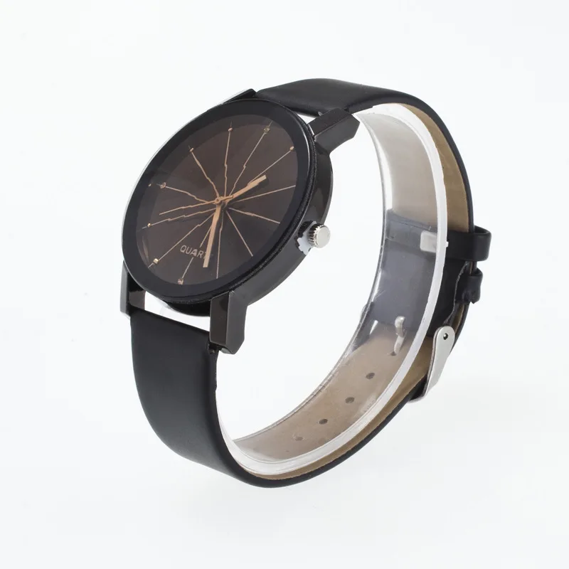 Fashion Rhombus Convex Surface Quartz Watches Leather Strap Student Watch Simple Couple Watch