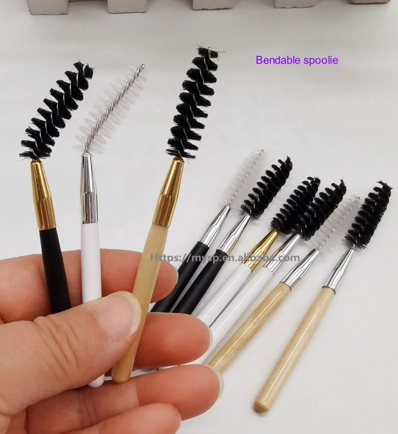 Short Handle Thick Density Bristles Bendable Spoolie Twisted Mascara Brush 8.5cm 9cm Mini Small Eyelash Brush