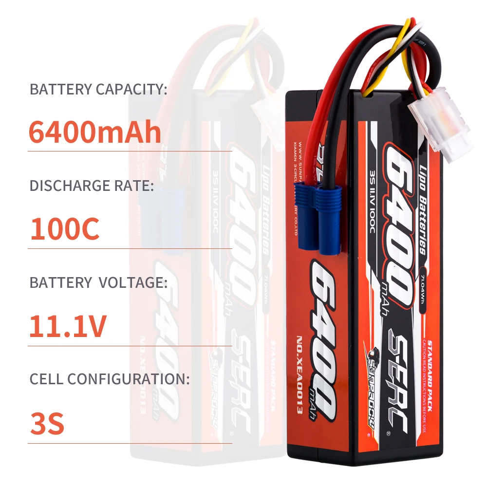 SUNPADOW 3S Lipo аккумулятор 6400 мАч 11 1 В 100C жесткий чехол RC с разъемом EC5 для 1/8 1/10 транспортных средств автомобиля грузовик бак багги