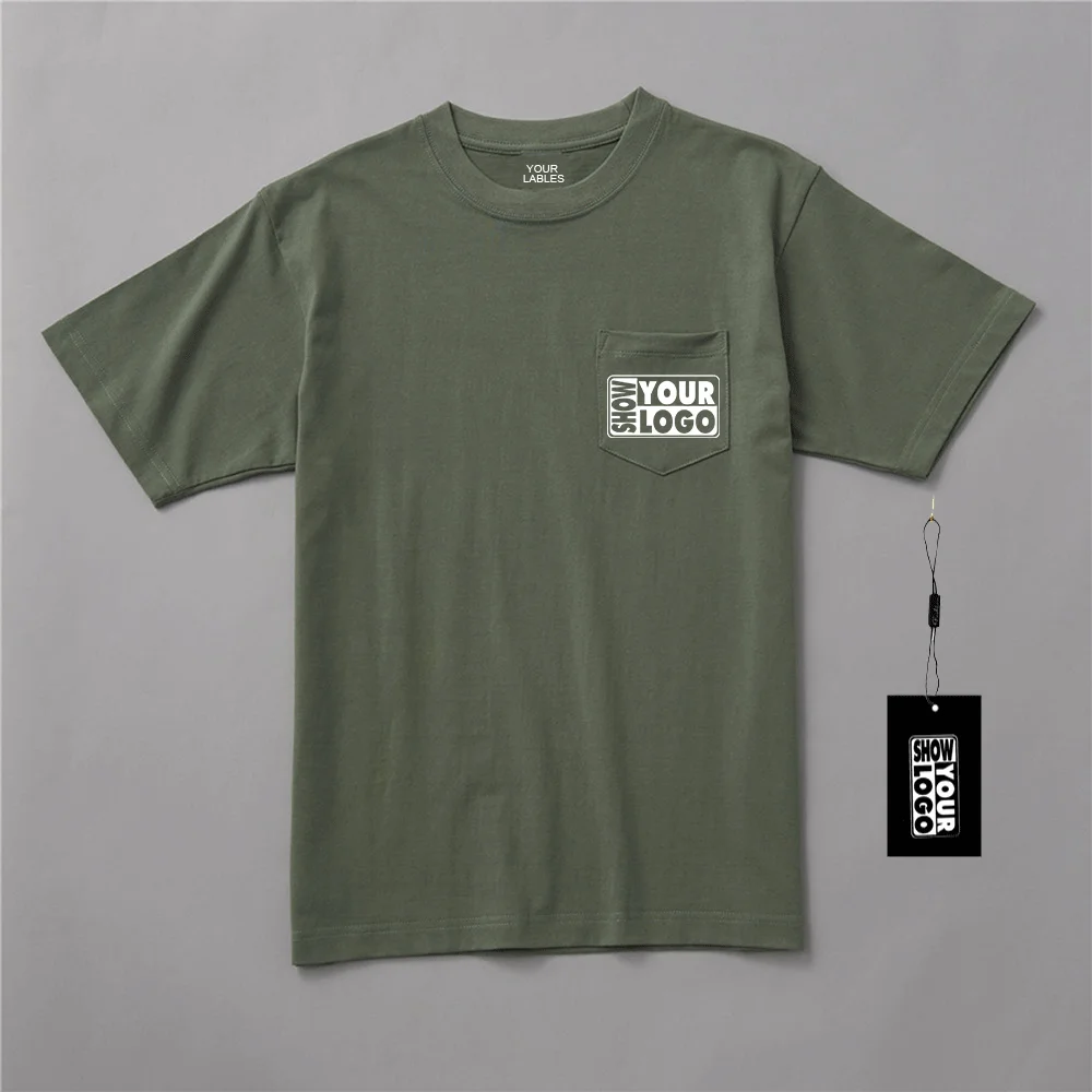 Бесплатная доставка; Высокое качество; 100% изготовлено из хлопка самого высокого качества 270gsm 7,96 oz мужские футболки с карманом, с принтом на заказ мужские футболки с карманами