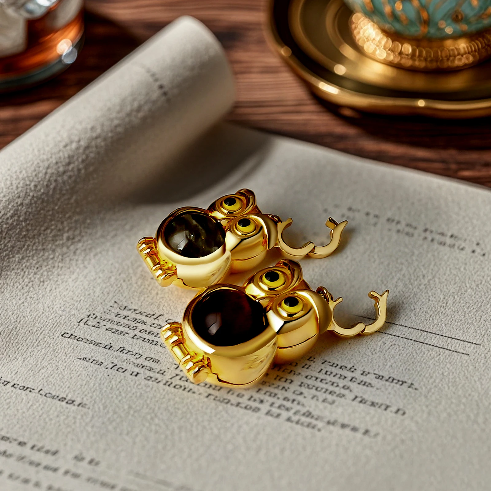 Dainty 18K Gold Plated Owl Pendant Charm Jewelry Crafted Golden Strawberry Quartz Natural Crystal Women Beaded Necklaces
